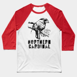 Northern Cardinal BW Baseball T-Shirt